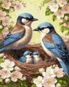 Розпис по номерах 40х50 KHO6941 Родина синиць у цвіті Ідейка Ціна (цена) 220.30грн. | придбати  купити (купить) Розпис по номерах 40х50 KHO6941 Родина синиць у цвіті Ідейка доставка по Украине, купить книгу, детские игрушки, компакт диски 0