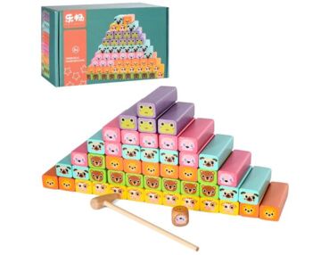 Деревяна гра Кубики тварини молоточок MD 1652