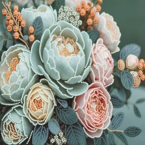 Алмазна мозаїка 30х30 YJB3030-06 Ніжні піони "Strateg"