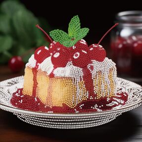 Алмазна мозаїка 30х30 YJB3030-22 Бісквіт із вишнею "Strateg"