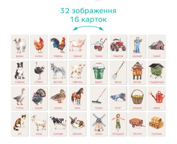 Набір навч карток Монтесорі Ферма 301233 Ціна (цена) 68.36грн. | придбати  купити (купить) Набір навч карток Монтесорі Ферма 301233 доставка по Украине, купить книгу, детские игрушки, компакт диски 1