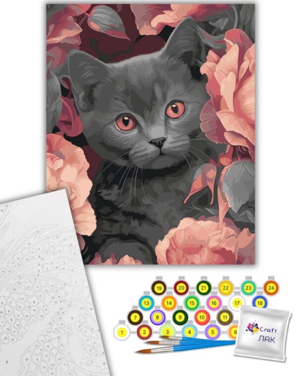 Розпис по номерах 40х50 11563-АC Сірий котик Art Craft арт крафт Ціна (цена) 213.60грн. | придбати  купити (купить) Розпис по номерах 40х50 11563-АC Сірий котик Art Craft арт крафт доставка по Украине, купить книгу, детские игрушки, компакт диски 1