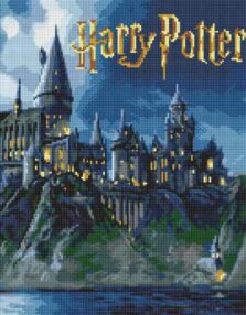 Алмазна мозаїка 40х50 AMO20364 Harry Potter Гогвортс вночі "Ідейка"