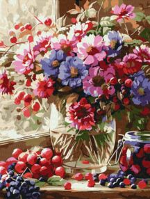 Розпис по номерах 30х40 КНО5693 Букет і фрукти "Ідейка"