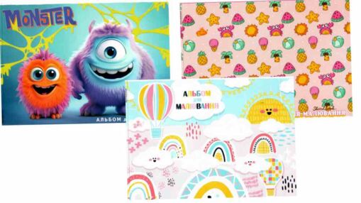 альбом для малювання 8 аркушів    на скобі щільність 100 г/м АВ-10  в ас альбом для малювання 8 аркушів    на скобі щільність 100 г/м АВ-10  в ас