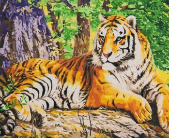 Розпис по номерах 40х50 VA-2696 Великий тигр на кольоровому фоні "Strateg"
