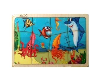 іграшка дитяча игрушка детская дерев'яний пазл в рамці підводний світ артикул SP0335  куп