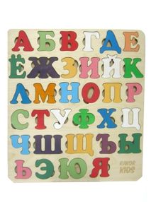 дерев'яні пазли російська абетка кольорова Р10016    "RAKOR KIDS"