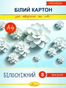 набір білого картону купити  8 аркушів формат А4 білосніжний    "Апельсин