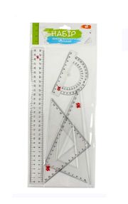 набір вимірювальний лінійка 30 сантиметрів 2 кутника 1 транспортир купит