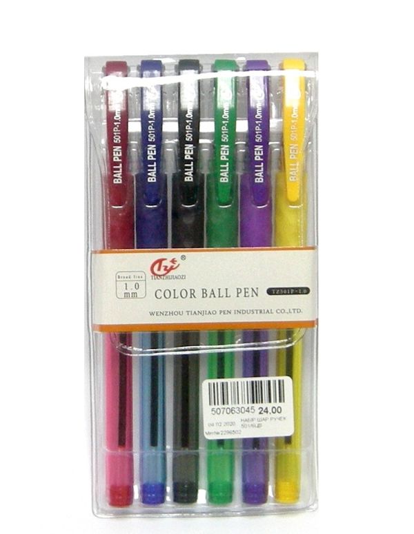 набір кулькових ручок на 6 кольорів артикул TY-501P-1mm    Color ball pen Ціна (цена) 33.90грн. | придбати  купити (купить) набір кулькових ручок на 6 кольорів артикул TY-501P-1mm    Color ball pen доставка по Украине, купить книгу, детские игрушки, компакт диски 1