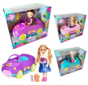 Лялька 12см+ машина + міні собачка кольори в асортименті 898