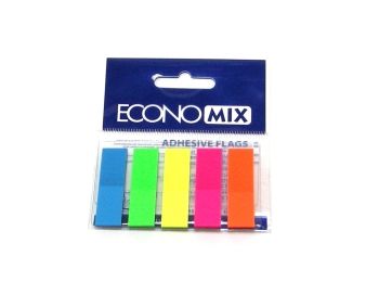 закладки з клейким шаром 12х45 мм 125 шт 5 неонових кольорів    "Economix " закладки з клейким шаром 12х45 мм 125 шт 5 неонових кольорів    "Economix "