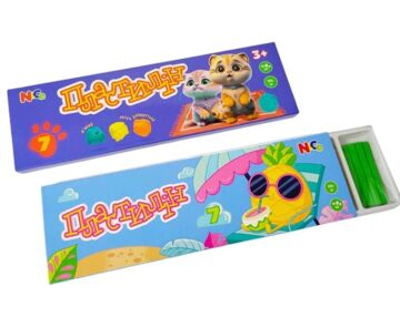 пластилін 7 кольорів NiCe 140гр со стеком пластилін 7 кольорів NiCe 140гр со стеком