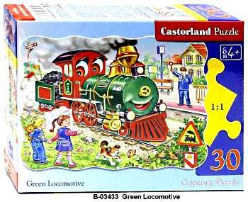 пазли castorland 30 елементів зелений паровоз артикул 03433