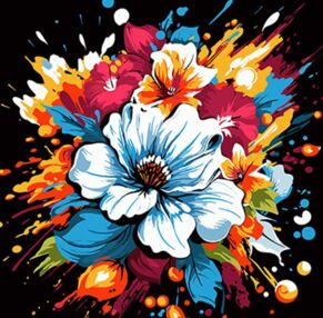 Розпис по номерах 40х40 AV4040-40 Квітковий вибух на чорному фоні "Strateg"