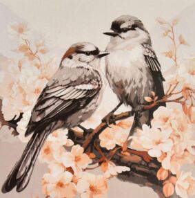 Розпис по номерах 30х30 ES0922 Весняна пара птахів "Strateg"