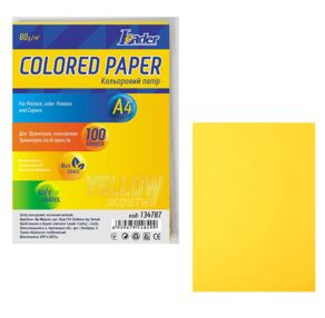 папір офісний кольоровий а4 80г/м2 100 аркушів насичений жовтий
