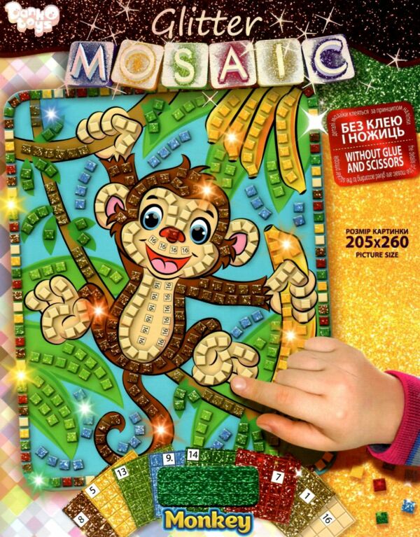 блискуча мозаїка Glitter mosaic БМ-02-03 мавпочка Ціна (цена) 52.10грн. | придбати  купити (купить) блискуча мозаїка Glitter mosaic БМ-02-03 мавпочка доставка по Украине, купить книгу, детские игрушки, компакт диски 0