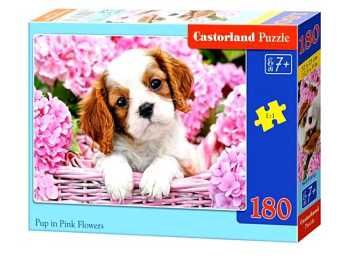 пазли castorland 180 елементів puppy in pink flowers артикул 018185