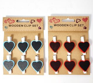 набір прищіпок для декору 6 штук сердечка
