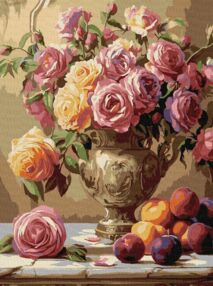 Розпис по номерах 30х40 КНО3291 Різнокольорові троянди "Ідейка"