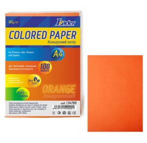 папір офісний кольоровий а4 80г/м2 100 аркушів насичений памаранчевий