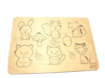 дерев'яні пазли лісові звірі Р10009    "RAKOR KIDS"