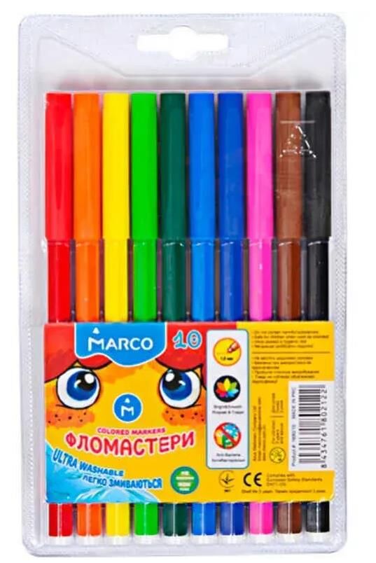 фломастери 10 кольорів артикул 1690-10    Marco Ціна (цена) 32.40грн. | придбати  купити (купить) фломастери 10 кольорів артикул 1690-10    Marco доставка по Украине, купить книгу, детские игрушки, компакт диски 0