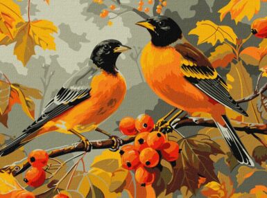 Розпис по номерах 30х40 КНО6638 Пташки в саду "Ідейка"