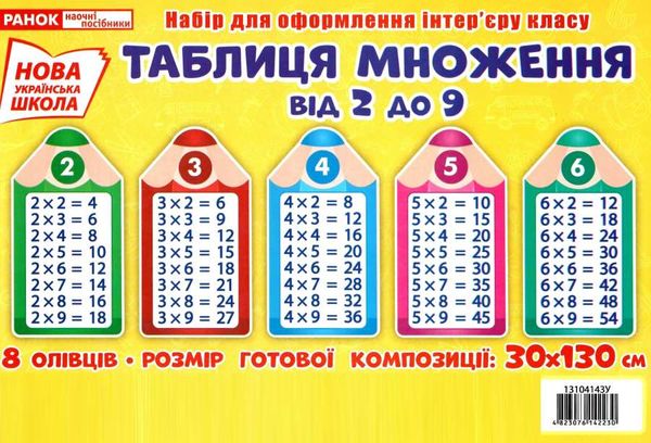 набір для оформлення таблиця множення від 2 до 9 НУШ Ціна (цена) 50.10грн. | придбати  купити (купить) набір для оформлення таблиця множення від 2 до 9 НУШ доставка по Украине, купить книгу, детские игрушки, компакт диски 1