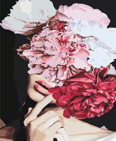 Розпис по номерах 40х50 GS1592 Думки-півонії на кольоровому фоні "Strateg"