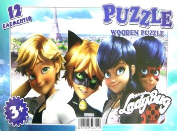 іграшка дитяча игрушка детская дерев'яний пазл з підложкою леді баг артикул WP0204  купит