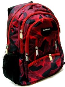 Рюкзак Leader 982020 чорний з черв. полосками, ортопедичний 38х28х16см Рюкзак Leader 982020 чорний з черв. полосками, ортопедичний 38х28х16см