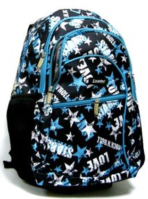 рюкзак ортопедичний    Leader 982144 чорний (блакитні надписи) (42х29х15см)