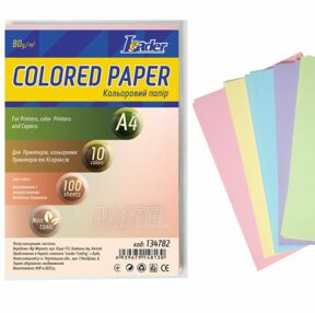 папір офісний кольоровий а4 80г/м2 100 аркушів 5 кольорів 20 аркушів пастель