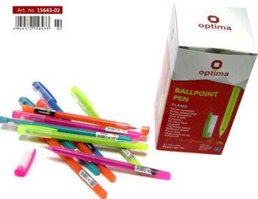 ручка масляна optima в асортименті 0,5 мм пише синім