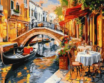 Розпис по номерах 40х50 КНО3660 Венеційські вулиці з фарбами металік "Ідейка"