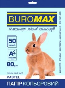 папір офісний кольоровий Buromax а4 80г/м2 Pastel 50 аркушів блакитний  артикул 2721250-14