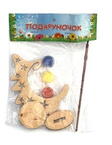 деревяна розмальовка    новорічна ялинка з кулькою набір для тварчості з фарбам