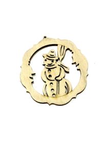 деревяна іграшка на ялинку сніговик у колі     джамбі