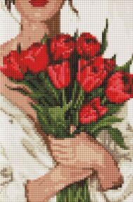 Алмазна мозаїка б/підрамн 20х30 АМС8028 Дівчина з тюльпанами "Ідейка"