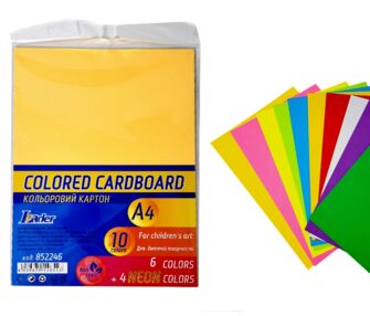картон кольоровий формат а4 10арк двосторонній 6 кольорів + 4 neon картон кольоровий формат а4 10арк двосторонній 6 кольорів + 4 neon