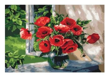 картина по номерам идейка   розпис по номерах ідейка  артикул КНО2098 маки на п