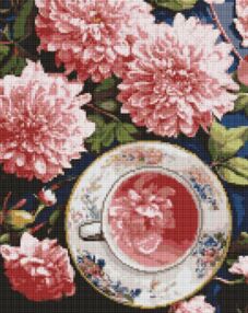 Алмазна мозаїка 40х50 АМО7948 Рожеві жоржини "Ідейка"