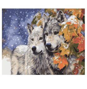 картина по номерам идейка   розпис по номерах ідейка  артикул КНО2434 пара вовк