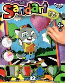 набір для творчості фреска з кольорового піску Sandart Fresco SA-02-05 котик з кулькою