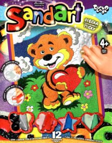 набір для творчості фреска з кольорового піску Sandart Fresco SA-02-09 ведмедик з серд