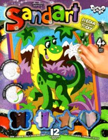 набір для творчості фреска з кольорового піску Sandart Fresco SA-02-10 динозавр