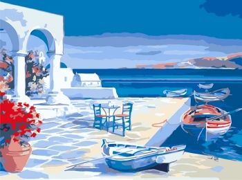 Розпис по номерах 40х50 КНО2140 Блакить Санторіні "Ідейка"